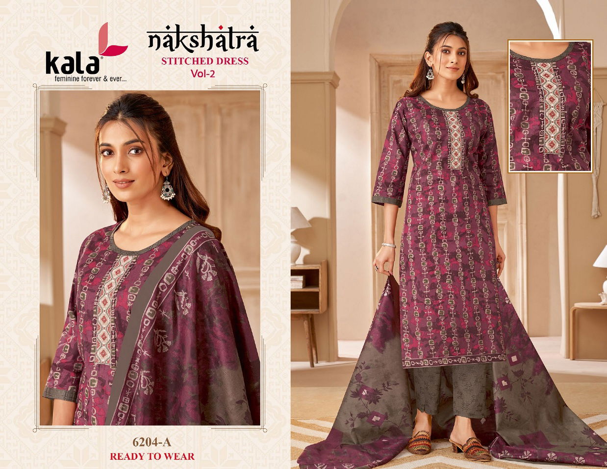 Nakshatra Vol 2 By Kala Printed Cotton Kurti With Bottom Dupatta Wholesalers In Delhi
